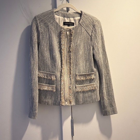 Nanette Lepore Gray Fringed Blazer - Picture 1 of 6